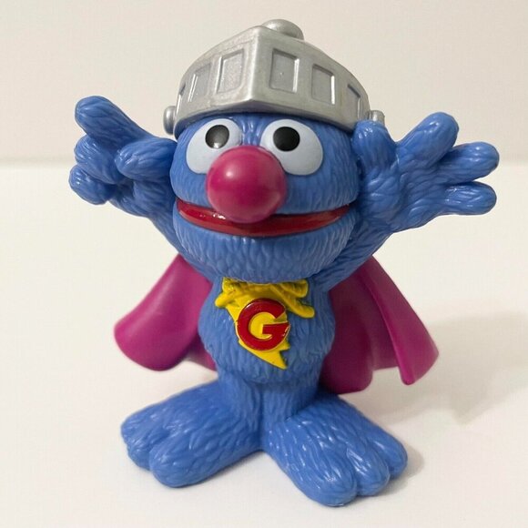 2010 Super Grover Sesame Street Workshop 3 Inch Figure Cake Topper Hasbro PVC - Picture 10 of 11